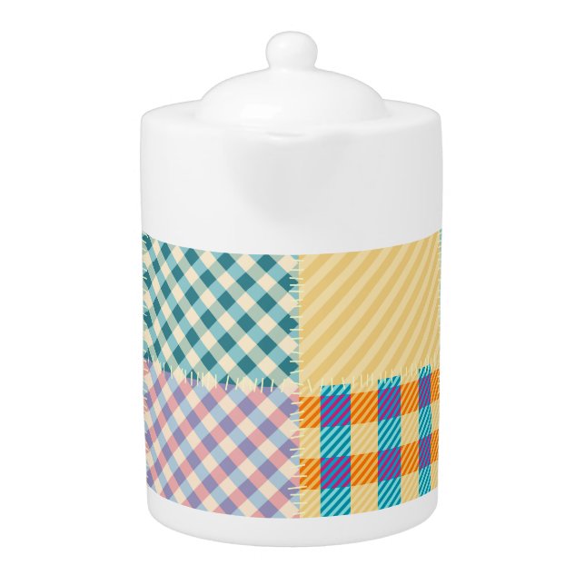 Vintage Patchwork: Textile Seamless Background Teapot (Front)