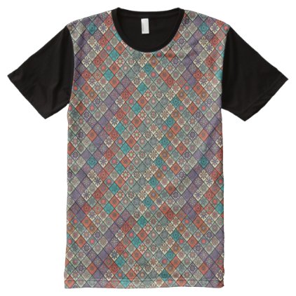 Vintage patchwork with floral mandala elements All-Over-Print shirt