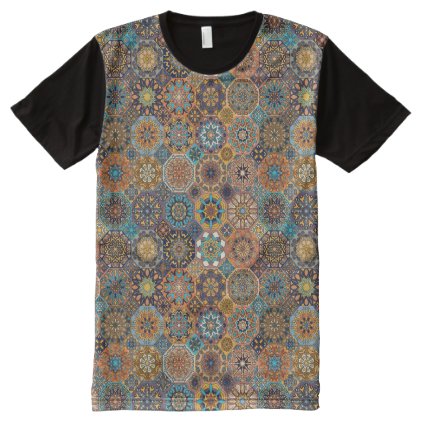 Vintage patchwork with floral mandala elements All-Over-Print shirt