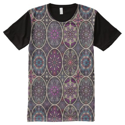 Vintage patchwork with floral mandala elements All-Over-Print T-Shirt