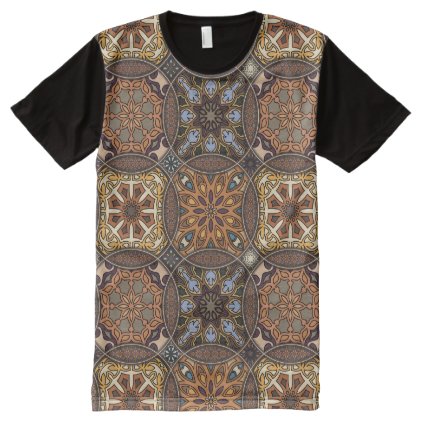 Vintage patchwork with floral mandala elements All-Over-Print T-Shirt