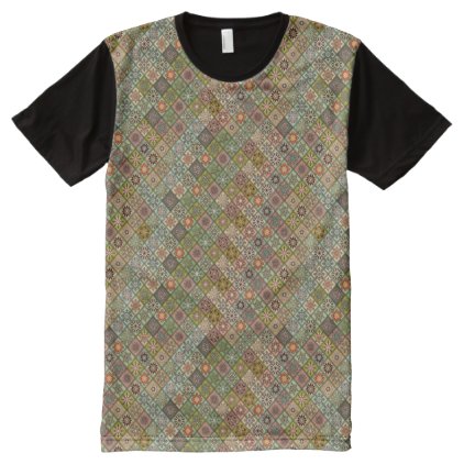 Vintage patchwork with floral mandala elements All-Over-Print T-Shirt