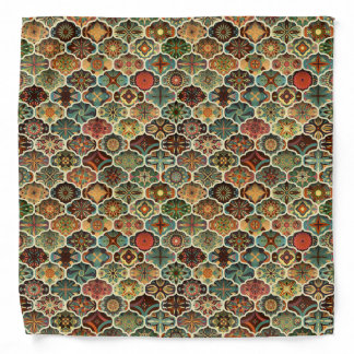 Vintage patchwork with floral mandala elements bandana