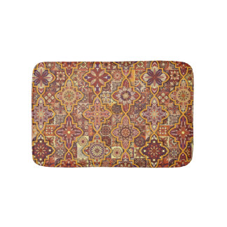 Vintage patchwork with floral mandala elements bath mat