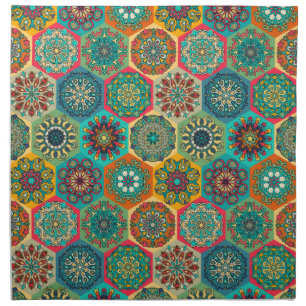 Vintage patchwork with floral mandala elements cloth napkin