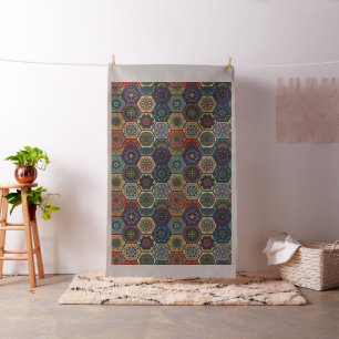 Vintage patchwork with floral mandala elements fabric