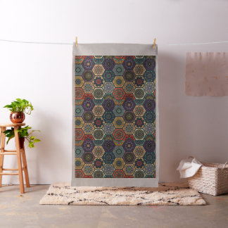 Vintage patchwork with floral mandala elements fabric