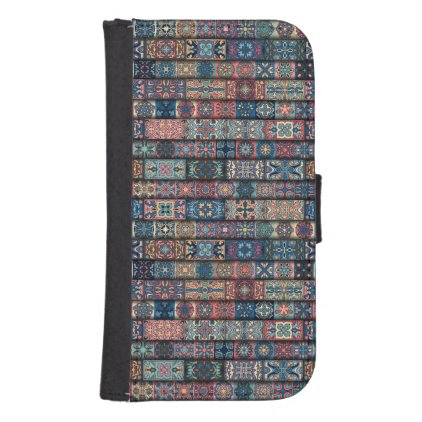 Vintage patchwork with floral mandala elements galaxy s4 wallet case