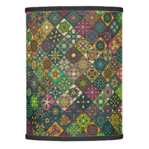 Vintage patchwork with floral mandala elements lamp shade