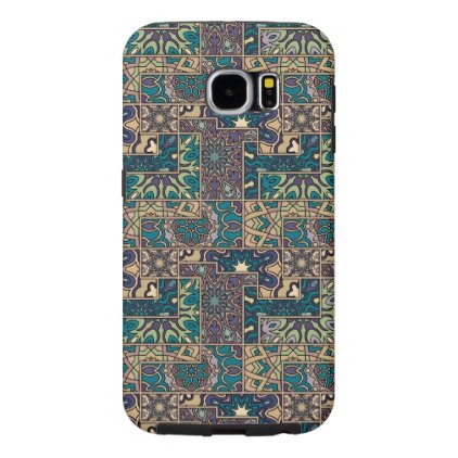Vintage patchwork with floral mandala elements samsung galaxy s6 case