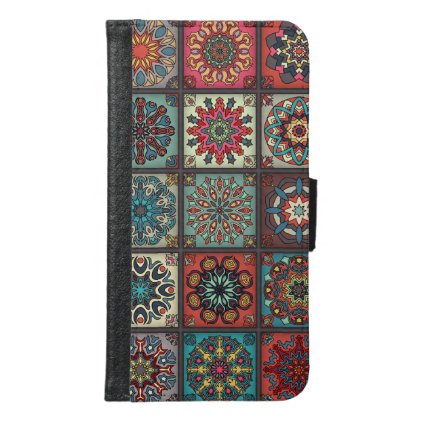 Vintage patchwork with floral mandala elements samsung galaxy s6 wallet case
