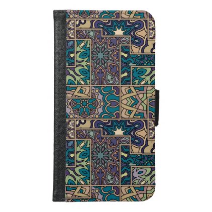 Vintage patchwork with floral mandala elements samsung galaxy s6 wallet case