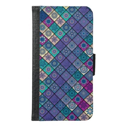 Vintage patchwork with floral mandala elements samsung galaxy s6 wallet case