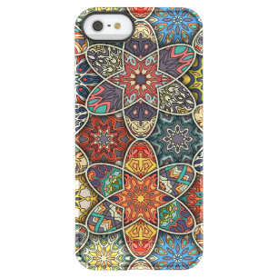 Vintage patchwork with floral mandala elements permafrost iPhone SE/5/5s case