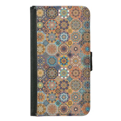 Vintage patchwork with floral mandala elements wallet phone case for samsung galaxy s5