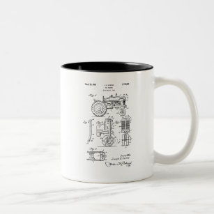 Vintage Patent Print 1957 Toy Farm Tractor Two-Tone Coffee Mug