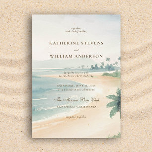 Vintage Patina Ocean Shoreline Elegant Wedding Invitation