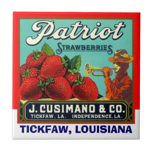 Vintage Patriot Strawberry Tickfaw LA Label Tile