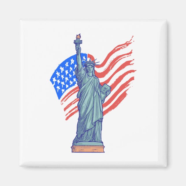  Vintage Patriotic 4th of July Design Magnet (Front)
