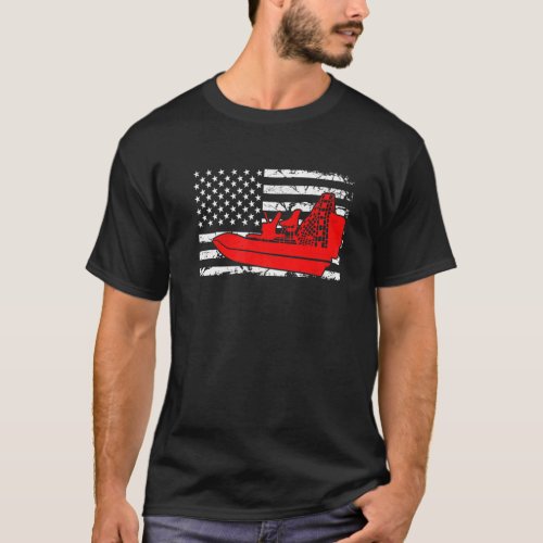 Vintage Patriotic Airboat Boating Life Swamp Boat T_Shirt