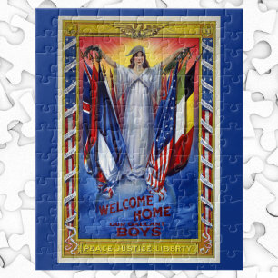 Vintage Patriotic America, Peace Justice Liberty Jigsaw Puzzle