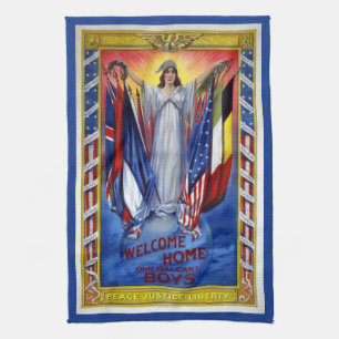 Vintage Patriotic America, Peace Justice Liberty Kitchen Towel