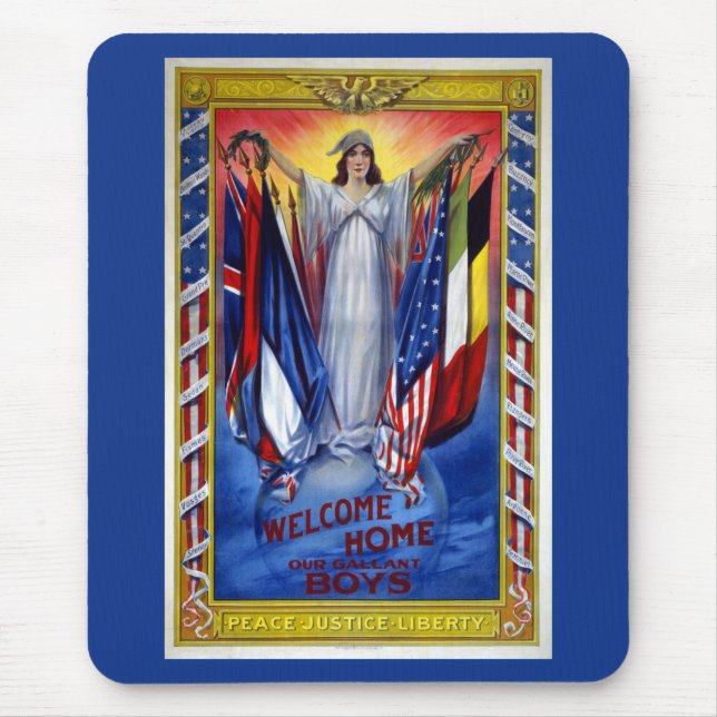 Vintage Patriotic America, Peace Justice Liberty Mouse Pad (Front)