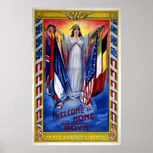 Vintage Patriotic America, Peace Justice Liberty Poster
