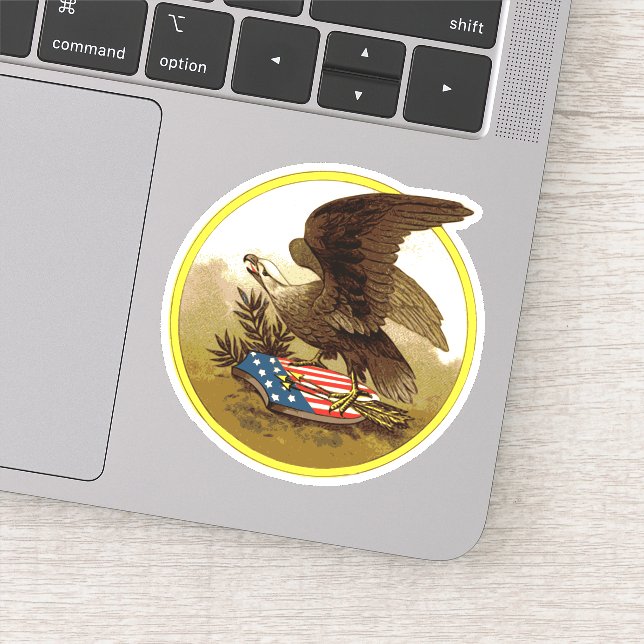 Vintage Patriotic American Eagle and Shield Sticker (Detail)