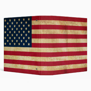 Vintage Patriotic American Flag 3 Ring Binder