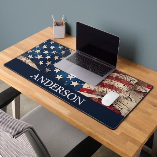 Vintage Patriotic American Flag 4th of July Desk Mat