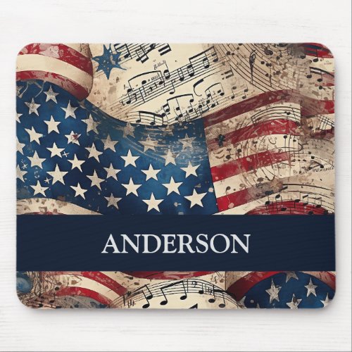 Vintage Patriotic American Flag 4th of July Mouse Pad