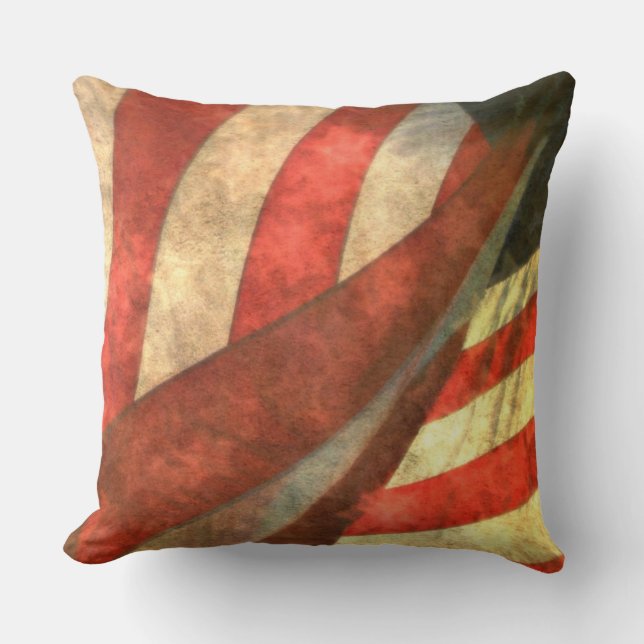 Vintage Patriotic American Flag Accent Pillow (Front)