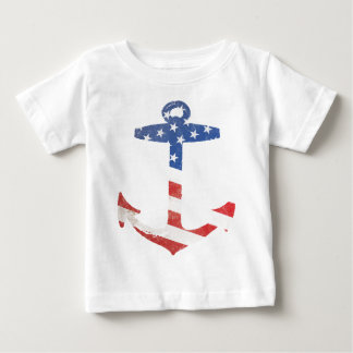 Vintage Patriotic American Flag Anchor Nautical US Baby T-Shirt