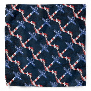 Vintage Patriotic American Flag Anchor Nautical US Bandana