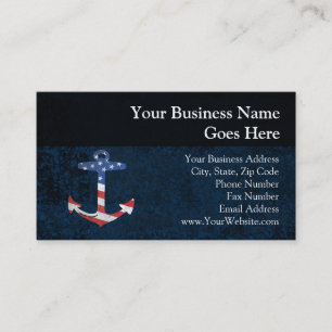 Vintage Patriotic American Flag Anchor Nautical US Business Card