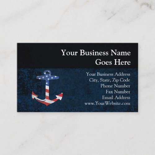 Vintage Patriotic American Flag Anchor Nautical US Business Card