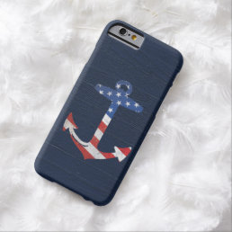 Vintage Patriotic American Flag Anchor Nautical US Barely There iPhone 6 Case