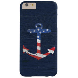 Vintage Patriotic American Flag Anchor Nautical US Barely There iPhone 6 Plus Case