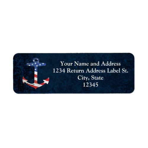 Vintage Patriotic American Flag Anchor Nautical US Label