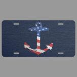 Vintage Patriotic American Flag Anchor Nautical US License Plate