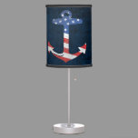 Vintage Patriotic American Flag Anchor Nautical US Table Lamp