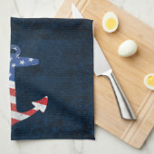 Vintage Patriotic American Flag Anchor Nautical US Towel (Quarter Fold)