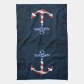 Vintage Patriotic American Flag Anchor Nautical US Towel (Vertical)