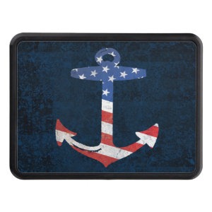 Vintage Patriotic American Flag Anchor Nautical US Trailer Hitch Cover