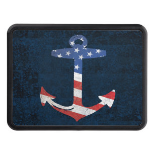 Vintage Patriotic American Flag Anchor Nautical US Trailer Hitch Cover