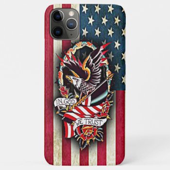 Vintage Patriotic American Flag Bald Eagle Tattoo Iphone 11 Pro Max Case by CaseConceptCreations at Zazzle