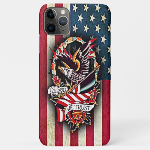Vintage Patriotic American Flag Bald Eagle Tattoo iPhone 11 Pro Max Case