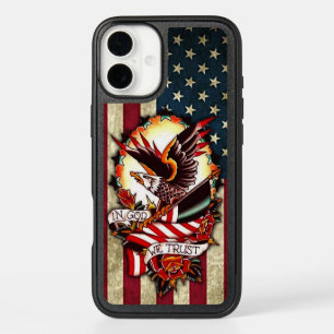 Vintage Patriotic American Flag Bald Eagle Tattoo iPhone 16 Plus Case