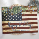 Vintage Patriotic American Flag Corporate Business Holiday Postcard<br><div class="desc">Send Happy Holiday greetings to fellow business friends and family with this unique USA American Flag Christmas Card - USA American flag design vintage red white blue design with holly and berries. Personalize with message and business or family name. This patriotic Christmas card is perfect for military families, veterans, patriotic...</div>